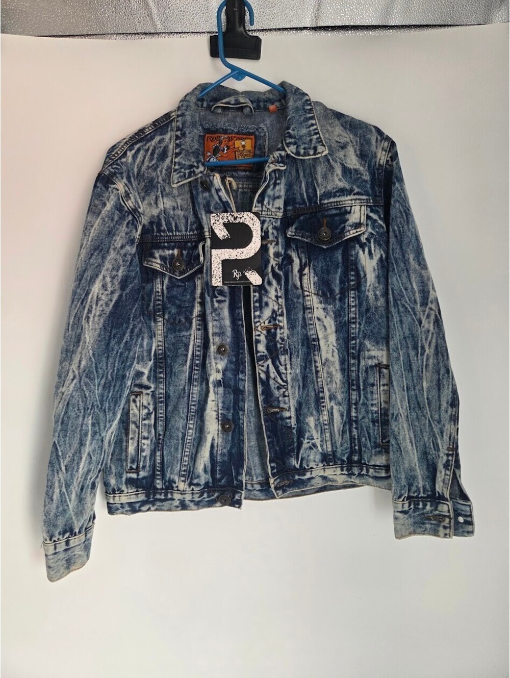 Rolling Paper NYC Acid Wash Denim Jacket Size Small Trucker Style Button Front